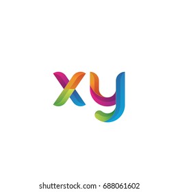 Initial lowercase letter xy, curve rounded logo, gradient vibrant colorful glossy multicolor