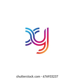 Initial lowercase letter xy, linked outline rounded logo, colorful vibrant colors