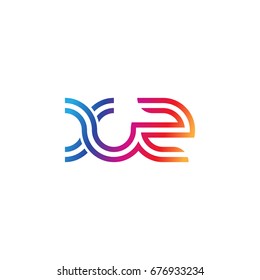 Initial lowercase letter xz, linked outline rounded logo, colorful vibrant colors