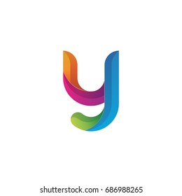 Initial lowercase letter y, curve rounded logo, gradient vibrant colorful glossy multicolor
