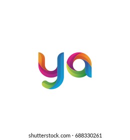 Initial lowercase letter ya, curve rounded logo, gradient vibrant colorful glossy multicolor