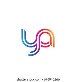 Initial lowercase letter ya, linked outline rounded logo, colorful vibrant colors