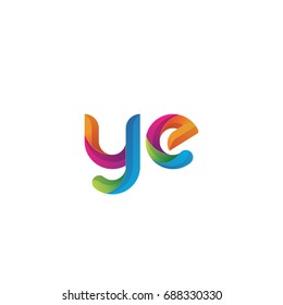 Initial lowercase letter ye, curve rounded logo, gradient vibrant colorful glossy multicolor