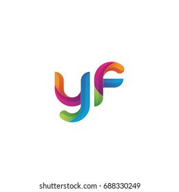 Initial lowercase letter yf, curve rounded logo, gradient vibrant colorful glossy multicolor