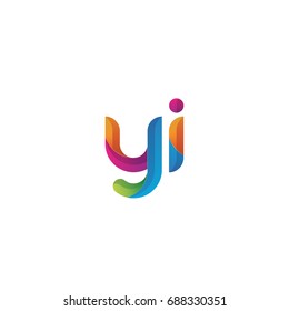 Initial lowercase letter yi, curve rounded logo, gradient vibrant colorful glossy multicolor