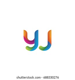 Initial lowercase letter yj, curve rounded logo, gradient vibrant colorful glossy multicolor