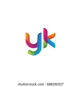 Initial lowercase letter yk, curve rounded logo, gradient vibrant colorful glossy multicolor