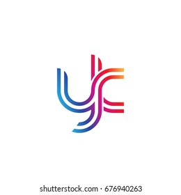 Initial lowercase letter yk, linked outline rounded logo, colorful vibrant colors