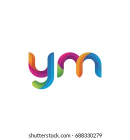 Initial lowercase letter ym curve rounded logo, gradient vibrant colorful glossy multicolor