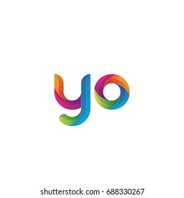 Initial lowercase letter yo, curve rounded logo, gradient vibrant colorful glossy multicolor