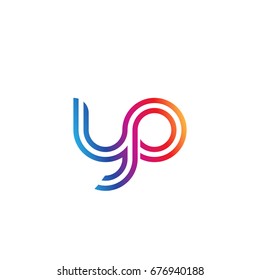 Initial lowercase letter yo, linked outline rounded logo, colorful vibrant colors