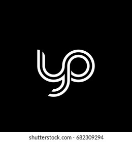Initial lowercase letter y,o linked outline rounded logo, white color on black background