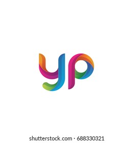 Initial lowercase letter yp, curve rounded logo, gradient vibrant colorful glossy multicolor