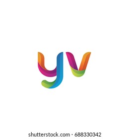 Initial lowercase letter yv, curve rounded logo, gradient vibrant colorful glossy multicolor