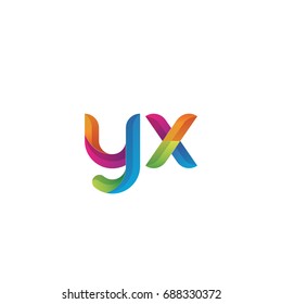 Initial lowercase letter yx, curve rounded logo, gradient vibrant colorful glossy multicolor