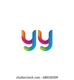 Initial lowercase letter yy, curve rounded logo, gradient vibrant colorful glossy multicolor