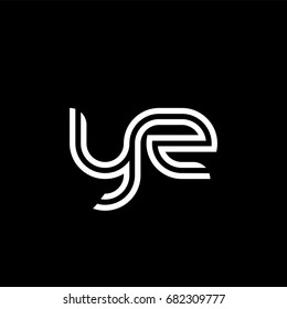 Initial lowercase letter yz, linked outline rounded logo, white color on black background