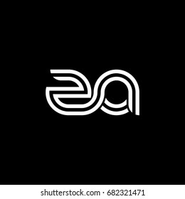 Initial lowercase letter za, linked outline rounded logo, white color on black background