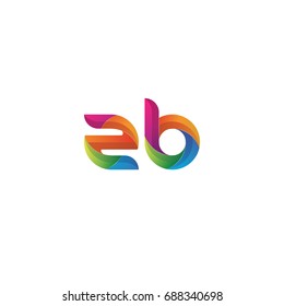 Initial lowercase letter zb, curve rounded logo, gradient vibrant colorful glossy multicolor