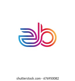 Initial lowercase letter zb, linked outline rounded logo, colorful vibrant colors