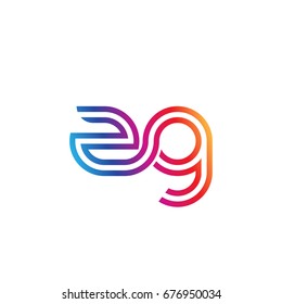 Initial lowercase letter zg, linked outline rounded logo, colorful vibrant colors