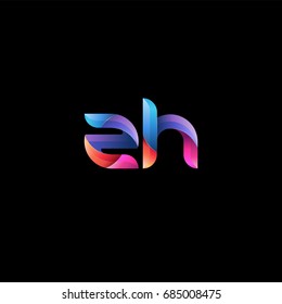 Initial lowercase letter zh, curve rounded logo, gradient vibrant colorful glossy colors on black background