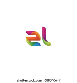Initial lowercase letter zl, curve rounded logo, gradient vibrant colorful glossy multicolor