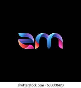 Initial lowercase letter zm, curve rounded logo, gradient vibrant colorful glossy colors on black background