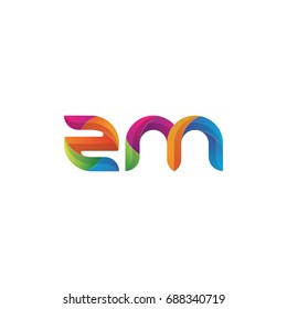 Initial lowercase letter zm, curve rounded logo, gradient vibrant colorful glossy multicolor