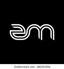 Initial lowercase letter zm, linked outline rounded logo, white color on black background