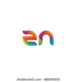 Initial lowercase letter zn, curve rounded logo, gradient vibrant colorful glossy multicolor