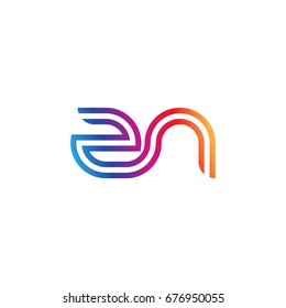Initial lowercase letter zn, linked outline rounded logo, colorful vibrant colors