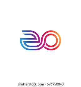 Initial lowercase letter zo, linked outline rounded logo, colorful vibrant colors