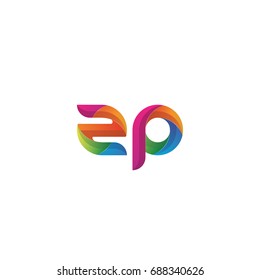 Initial lowercase letter zp, curve rounded logo, gradient vibrant colorful glossy multicolor