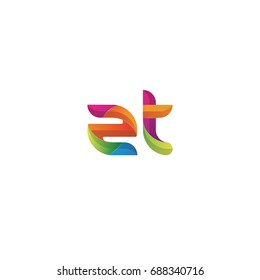 Initial lowercase letter zt, curve rounded logo, gradient vibrant colorful glossy multicolor
