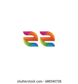 Initial lowercase letter zz, curve rounded logo, gradient vibrant colorful glossy multicolor