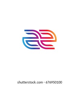 Initial lowercase letter zz, linked outline rounded logo, colorful vibrant colors