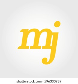 initial lowercase m and j yellow logo