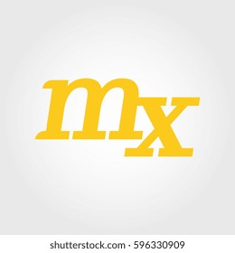 initial lowercase m and x yellow logo