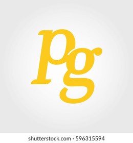 initial lowercase p and g yellow logo