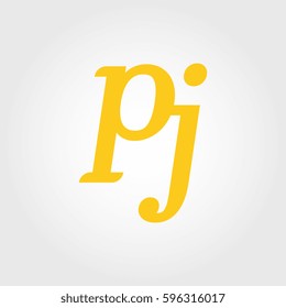 initial lowercase p and j yellow logo