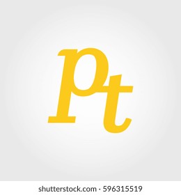initial lowercase p and t yellow logo