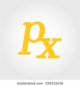 initial lowercase p and x yellow logo