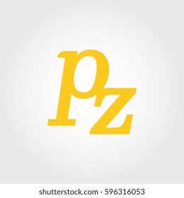 initial lowercase p and z yellow logo