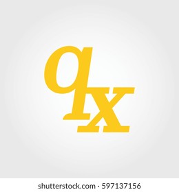initial lowercase q and x yellow logo