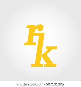 initial lowercase r and k yellow logo