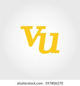 initial lowercase v and u yellow logo