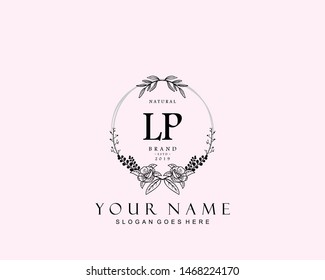 Initial LP beauty monogram and elegant logo design, handwriting logo of initial signature, wedding, fashion, floral and botanical with creative template.