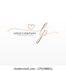 Initial LP beauty monogram and elegant logo design, handwriting logo of initial signature, wedding, fashion, floral and botanical with creative template.