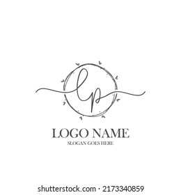 Initial LP beauty monogram and elegant logo design, handwriting logo of initial signature, wedding, fashion, floral and botanical with creative template.
